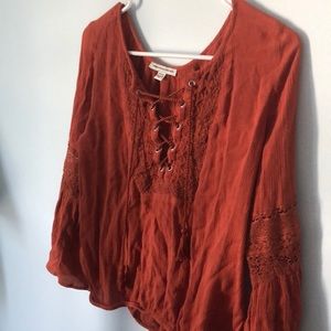 ae flowy rust color top